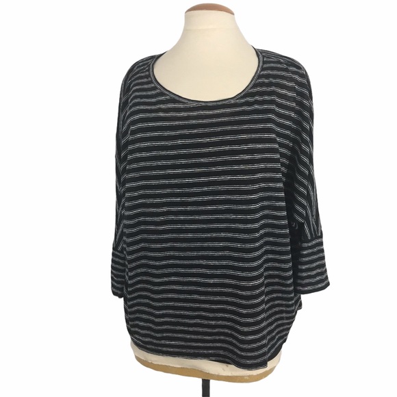 Joie Ashlee Black And White Striped Linen Top M - Picture 2 of 8
